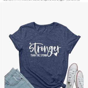 Navy Blue Graphic T-Shirt “STRONGER THAN THE STORM”